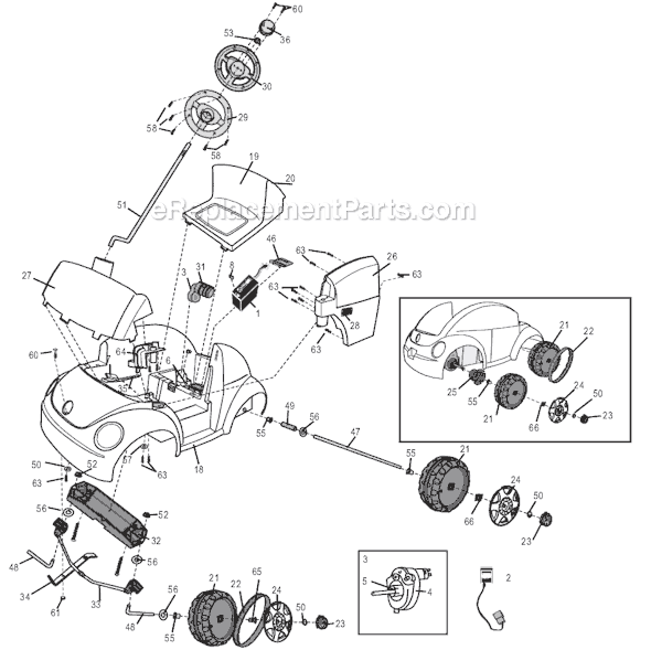Page A Diagram and Parts List for 73517-9993 After 11-04-01 Power Wheels Ride-On Cars
